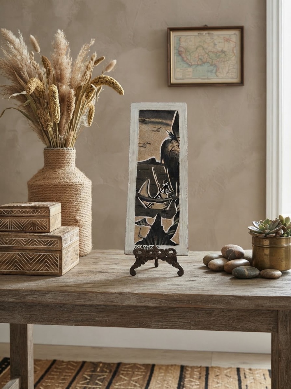 VIintage MCM African art. These pieces were created by local artisans in Senegal